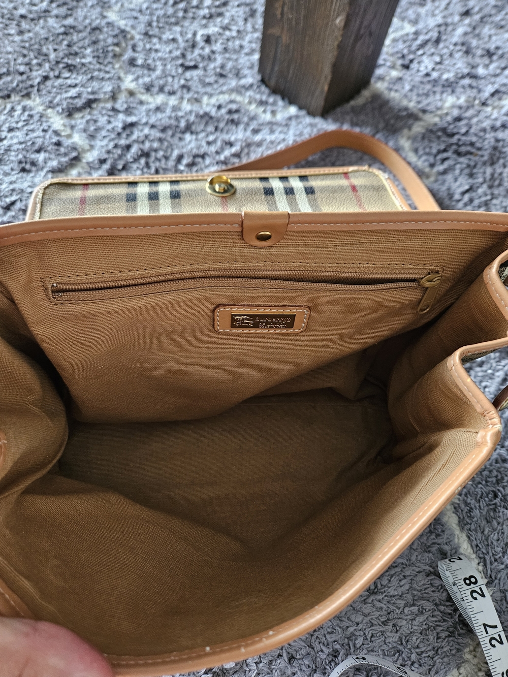 Burberry Beige Vintage Check Leather Trim Satchel - Picture 9 of 12
